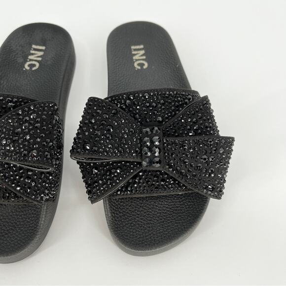 I.N.C. International Concepts Peymin Slide sandals black bow - 5 - Picture 6 of 12
